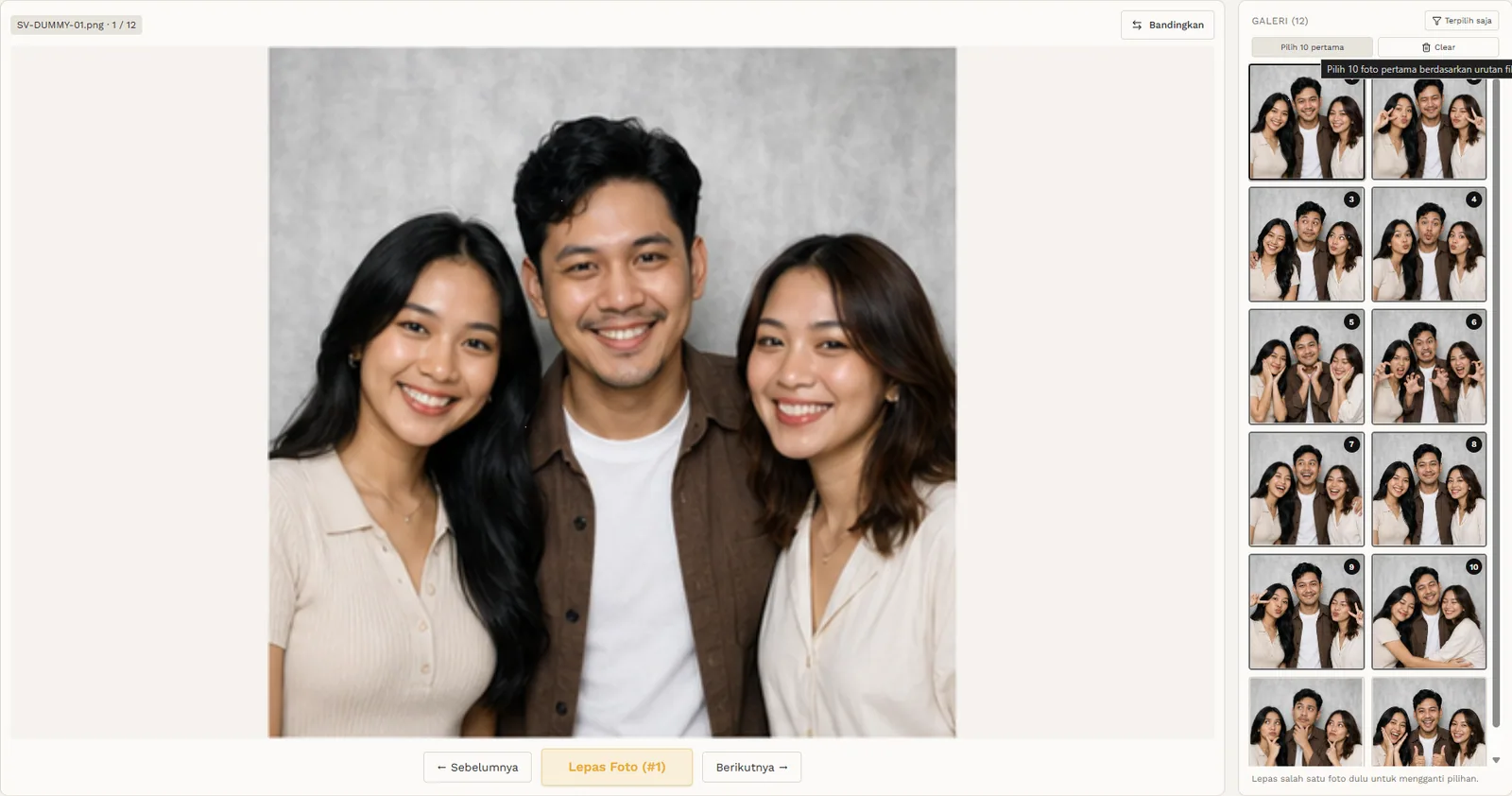 Demo SagaView: Pilih hasil