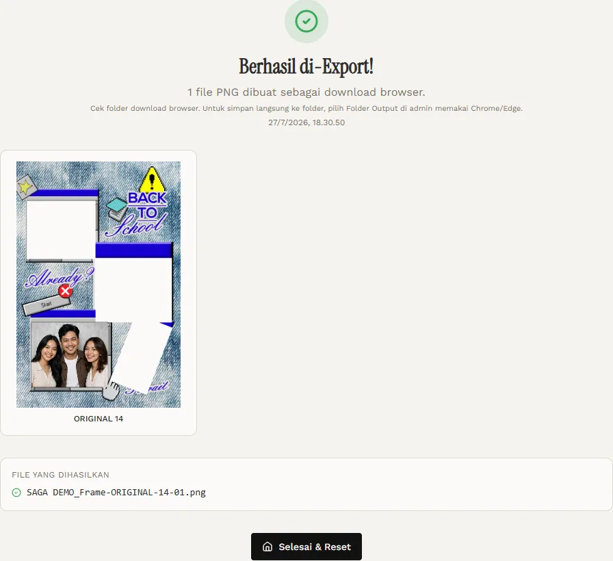 Demo SagaView: Ekspor output